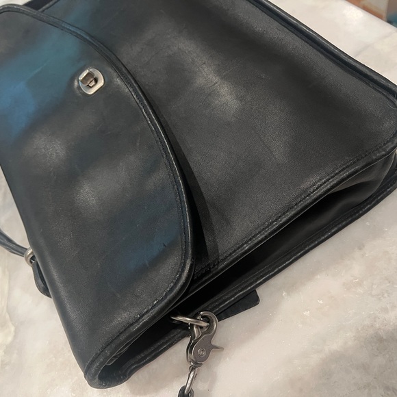 VINTAGE Coach Black Leather Lexington Briefcase Laptop Bag, Brshd Silver/Nickel - Picture 9 of 16